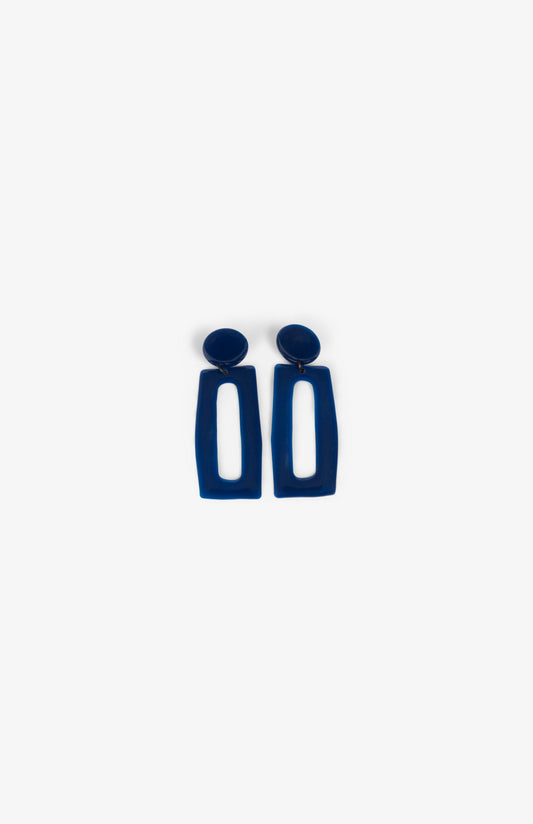 Boucles d’oreilles rectangles - Clips - Marine