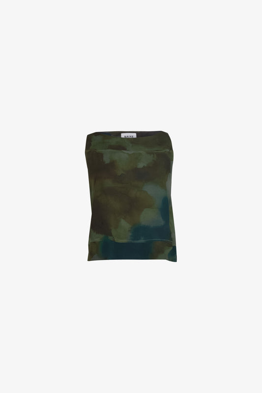 Top Bateau Viscose Camo Flou Vert