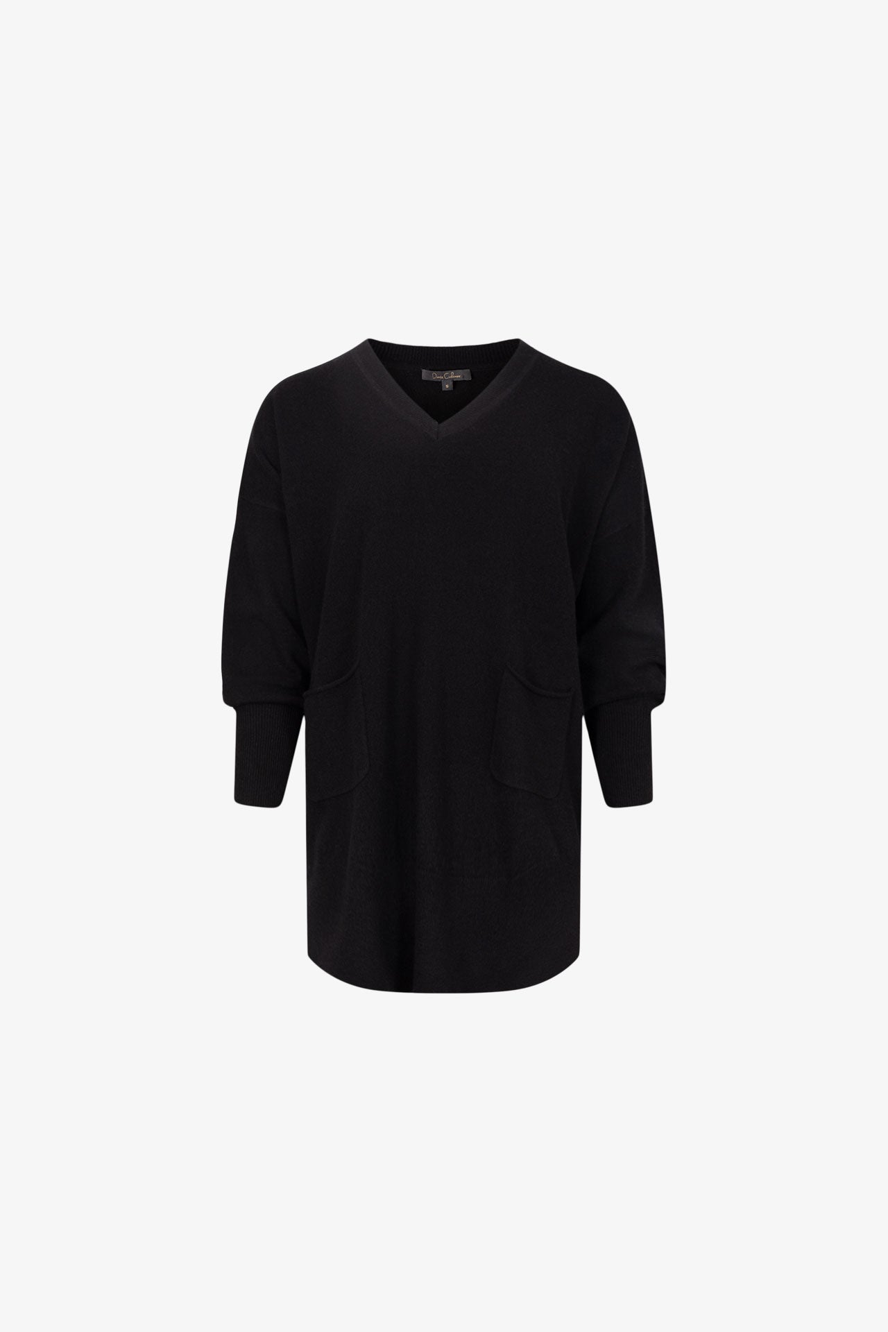 Cashmere tunic V split black