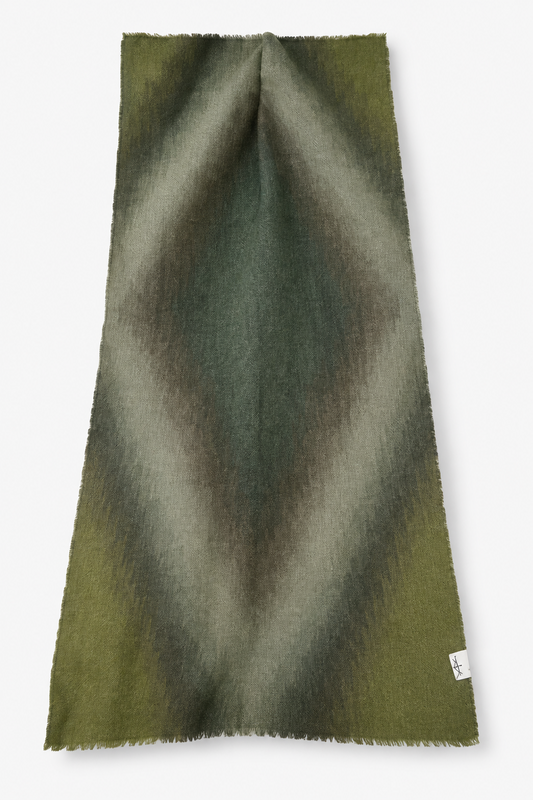 Echarpe Losange Ikat Kaki - Laine & modal