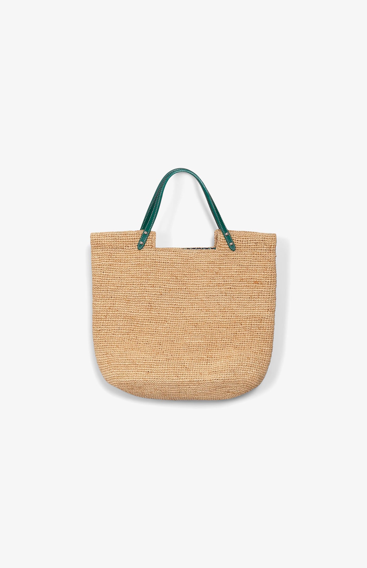 Hélio Natural Einkaufstasche / grüne Ledergriffe