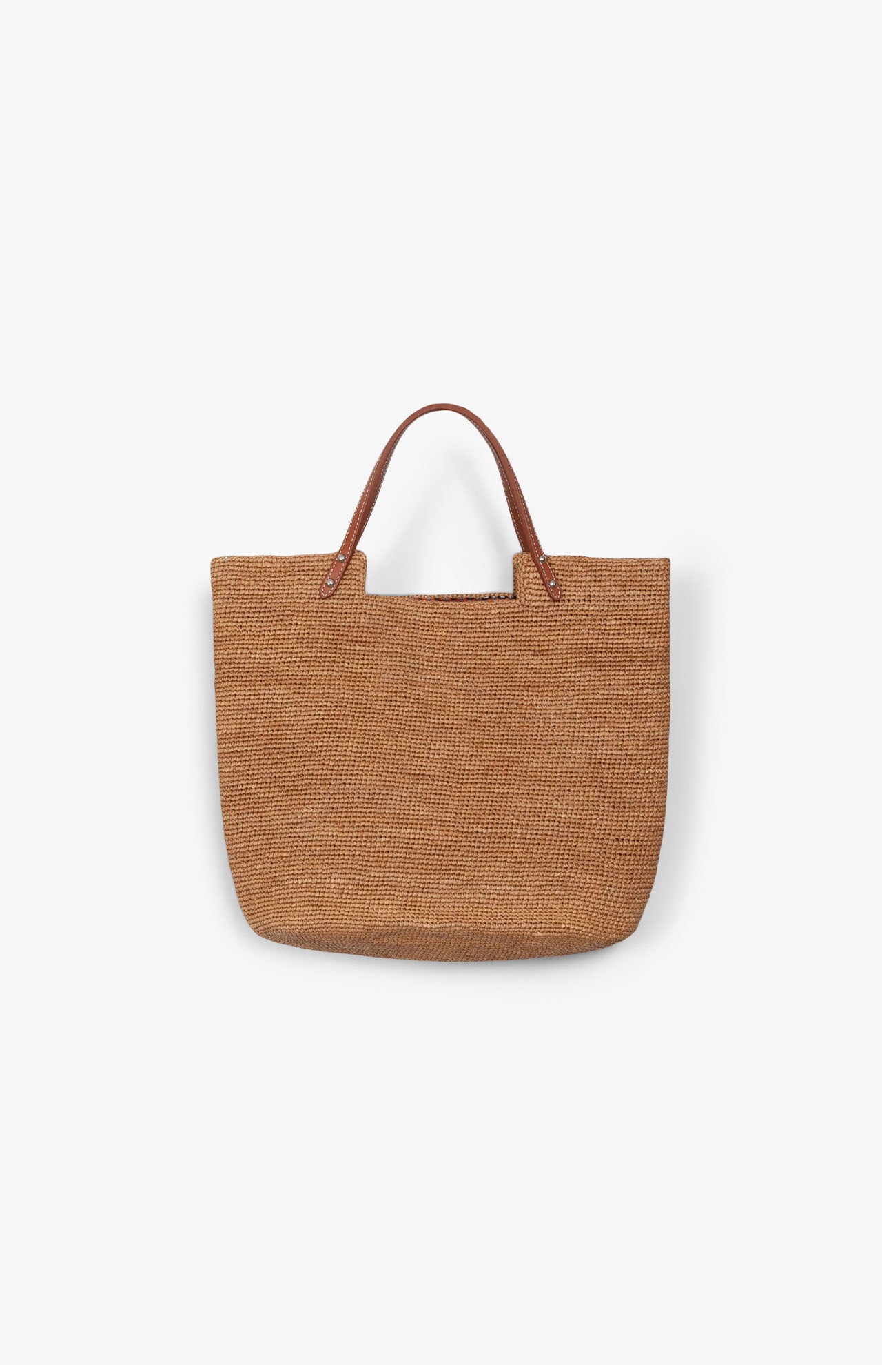 Hélio Thé fabric shopping bag / caramel leather handles