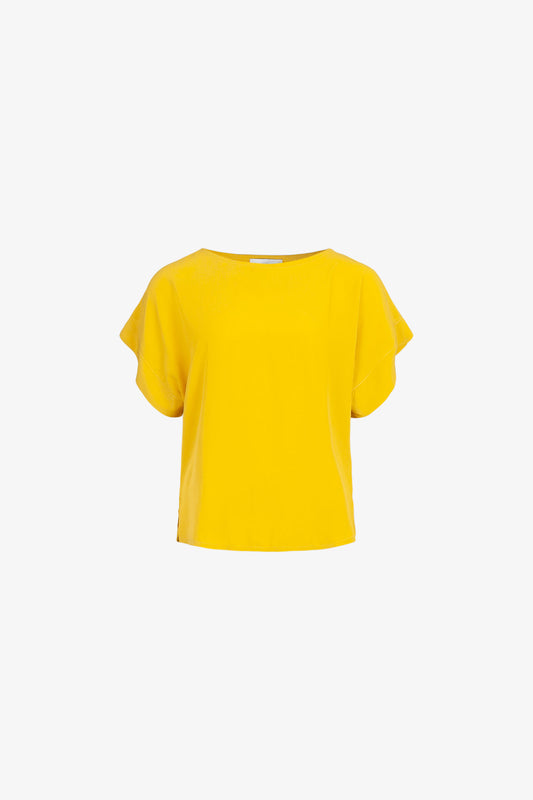 Top Manches Revers Viscose Jaune