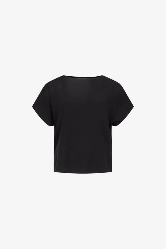 Top Manches Revers Viscose Noir