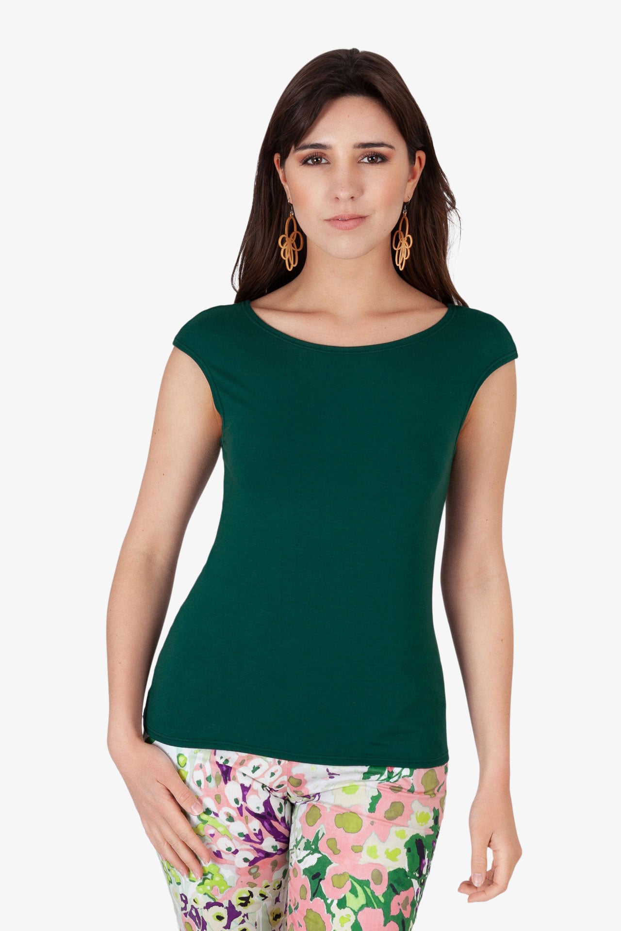 Bamboo Cap Sleeve Top Green