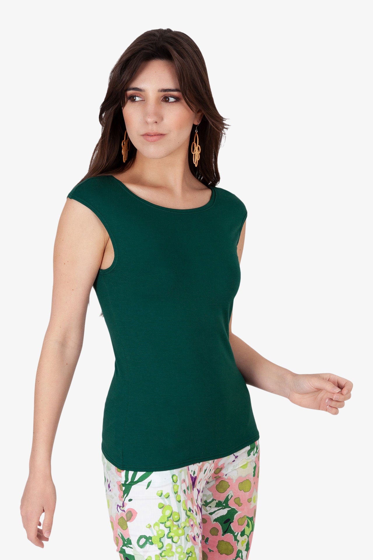 Bamboo Cap Sleeve Top Green