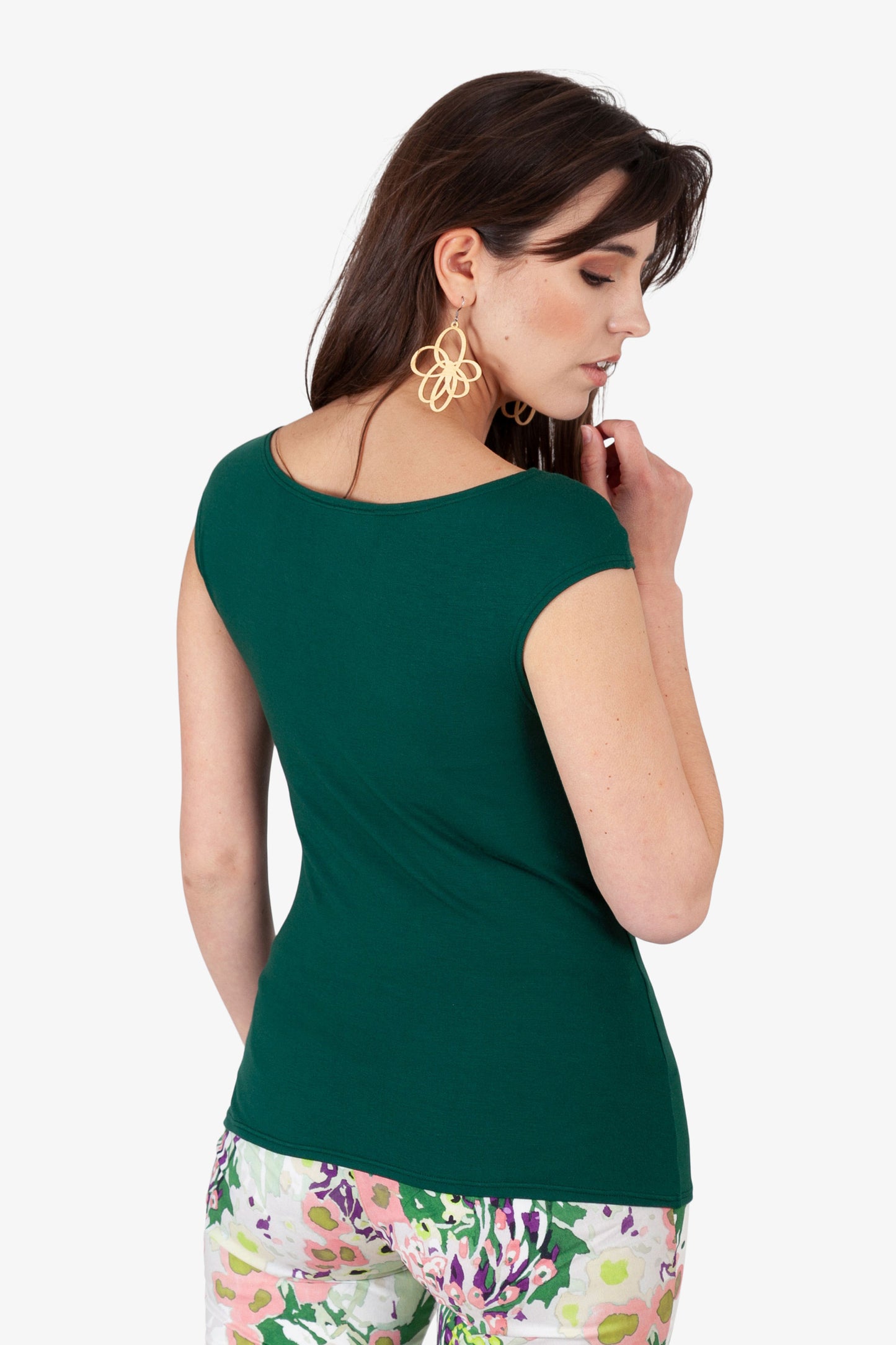Bamboo Cap Sleeve Top Green