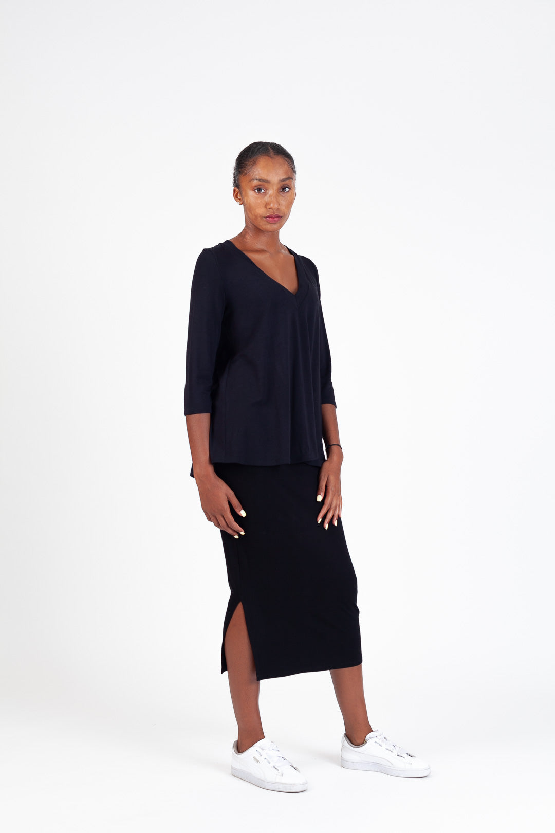 Jupe Mi-Longue Bambou Noir