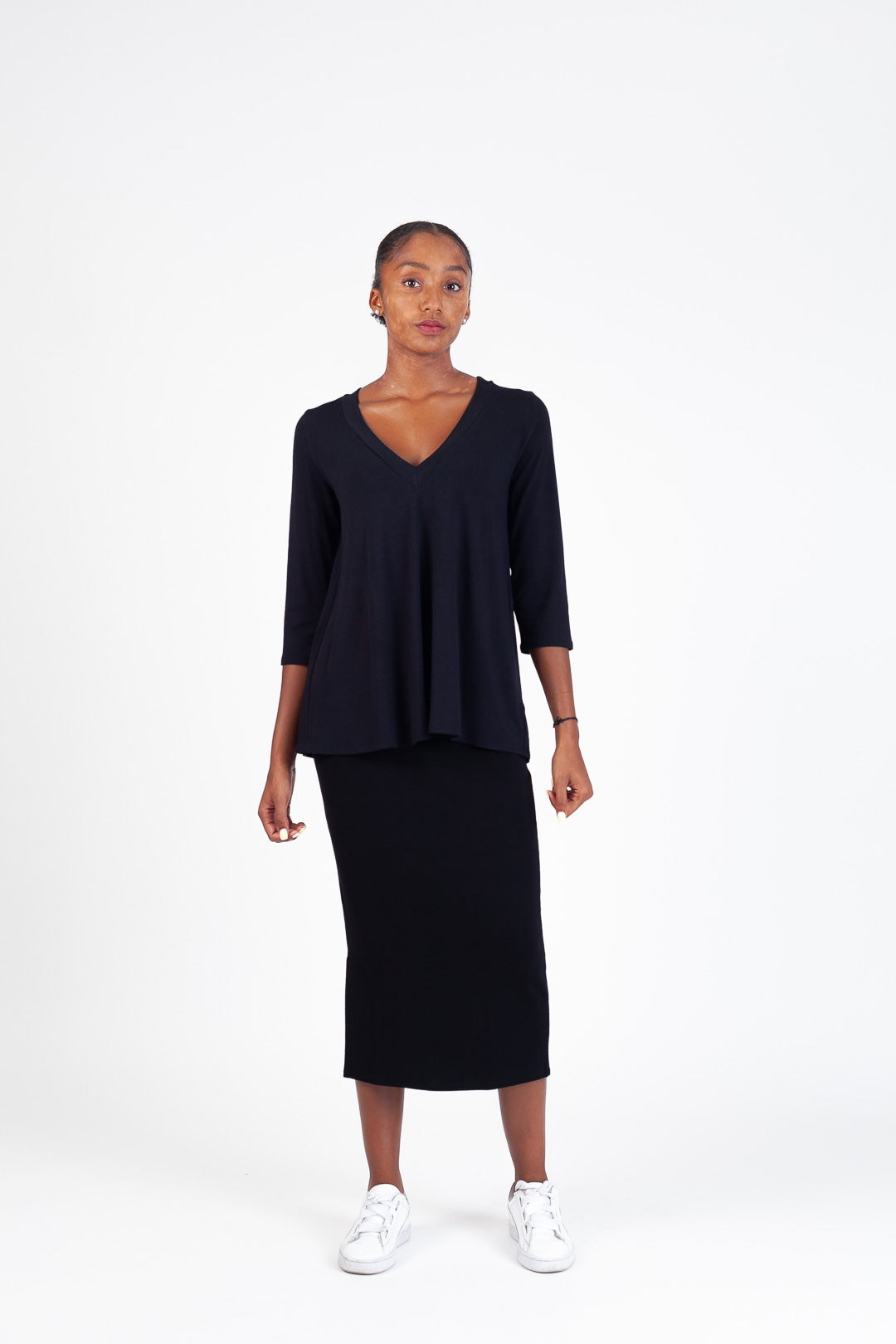 Jupe Mi-Longue Bambou Noir