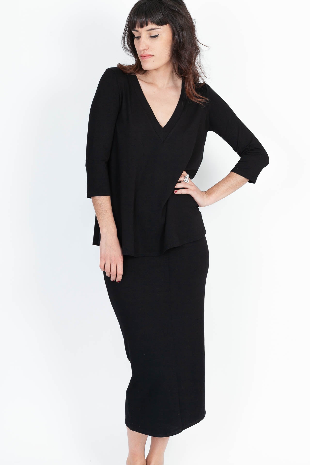 Jupe Mi-Longue Bambou Noir